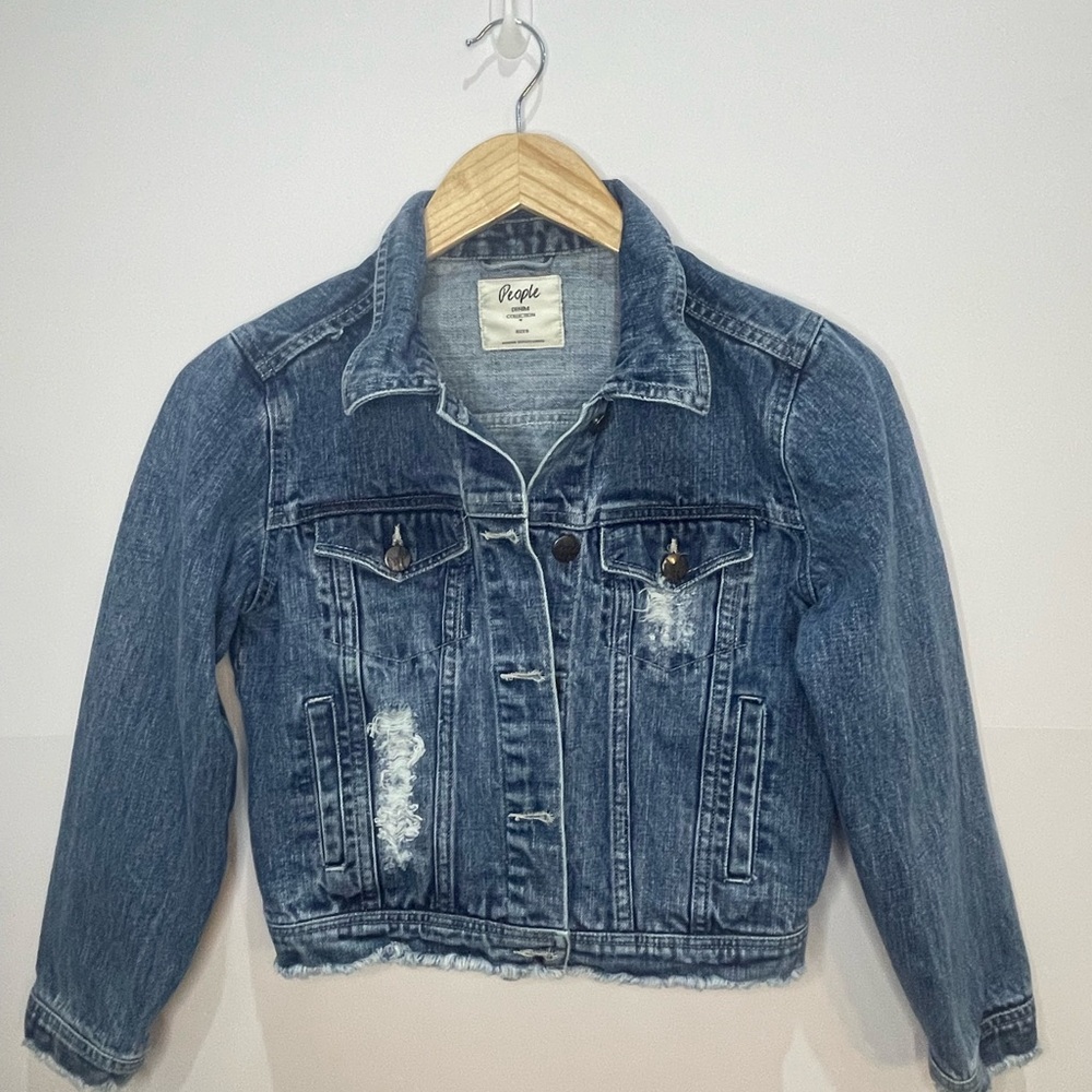 Free People People Denim Collection Distressed Denim Jacket